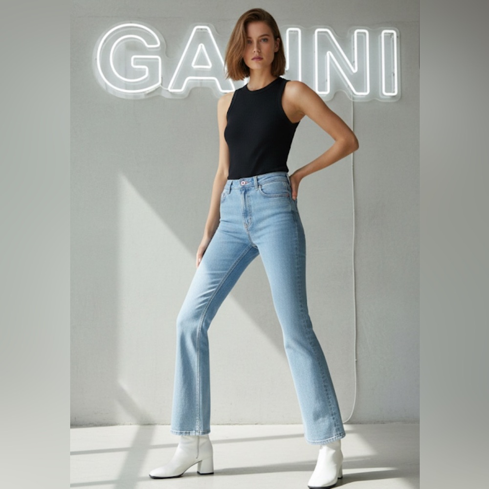New authentic GANNI certified organic cotton designer denim Jeans sz 27